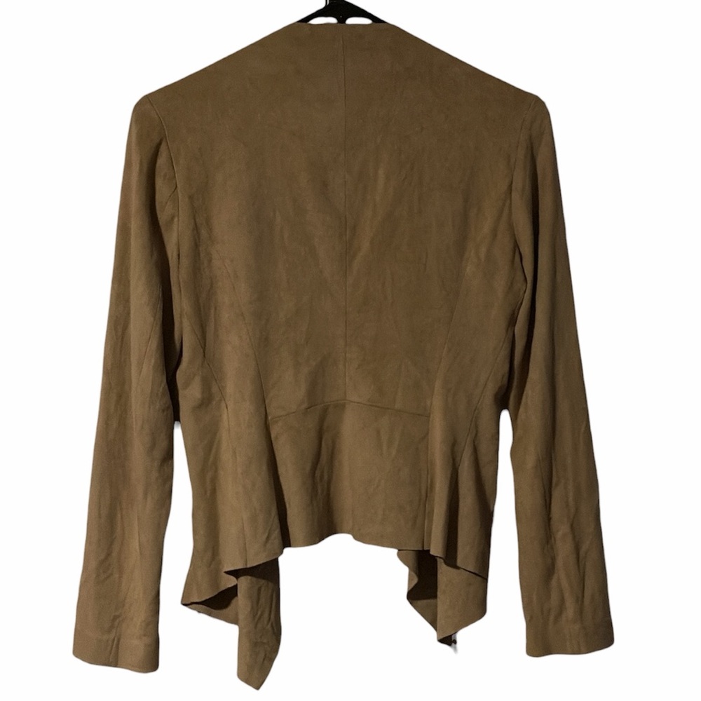 Zara Open Front Suede Draped Cardigan in Taupe - Picture 3 of 4
